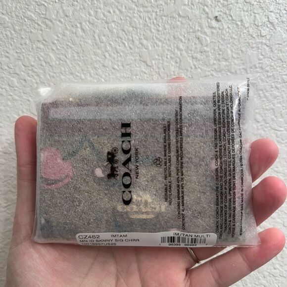 Coach Mini Skinny Id Case In Signature Canvas With Cherry Print - Picture 3 of 4